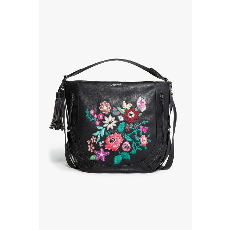 Desigual černá kabelka Marteta Lily s barevnými květinami