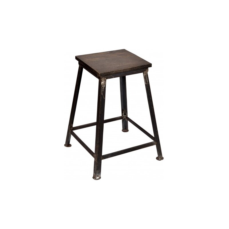 Industrial style, Industriální stolička s dřevěným sedákem 48x26x26cm (1172)