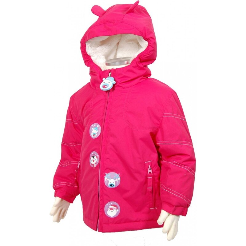 PIDILIDI Dívčí zimní bunda se zvířátky - růžová