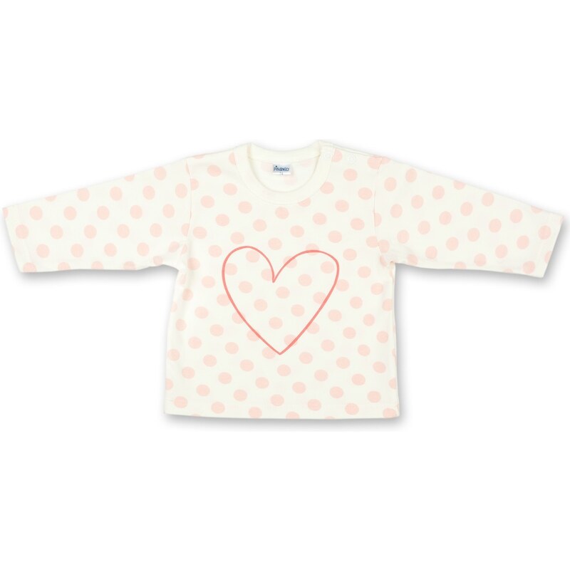 Pinokio Dívčí puntíkované tričko se srdíčkem - růžovo-bílé