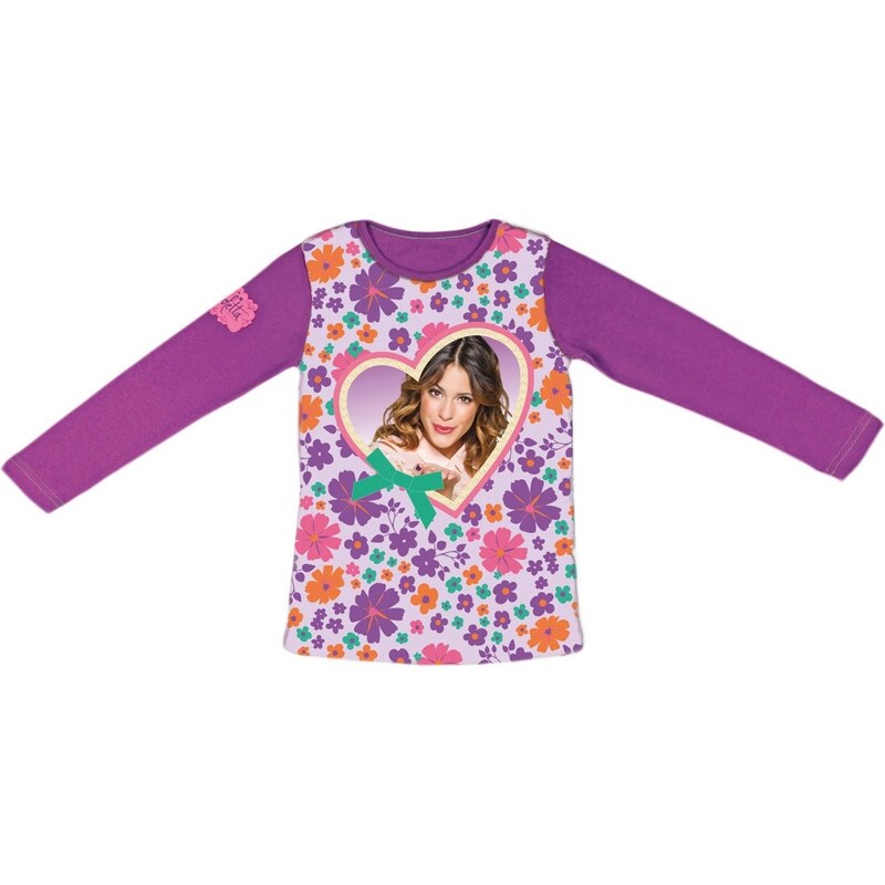 Disney Brand Dívčí květované tričko s obrázkem - fialové