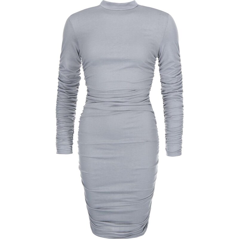 Světle šedé přiléhavé šaty s nařasením AX Paris