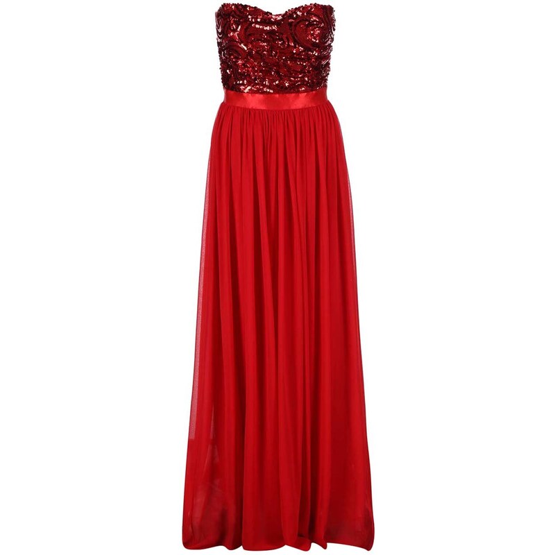 Červené šaty se zdobeným topem Goddiva