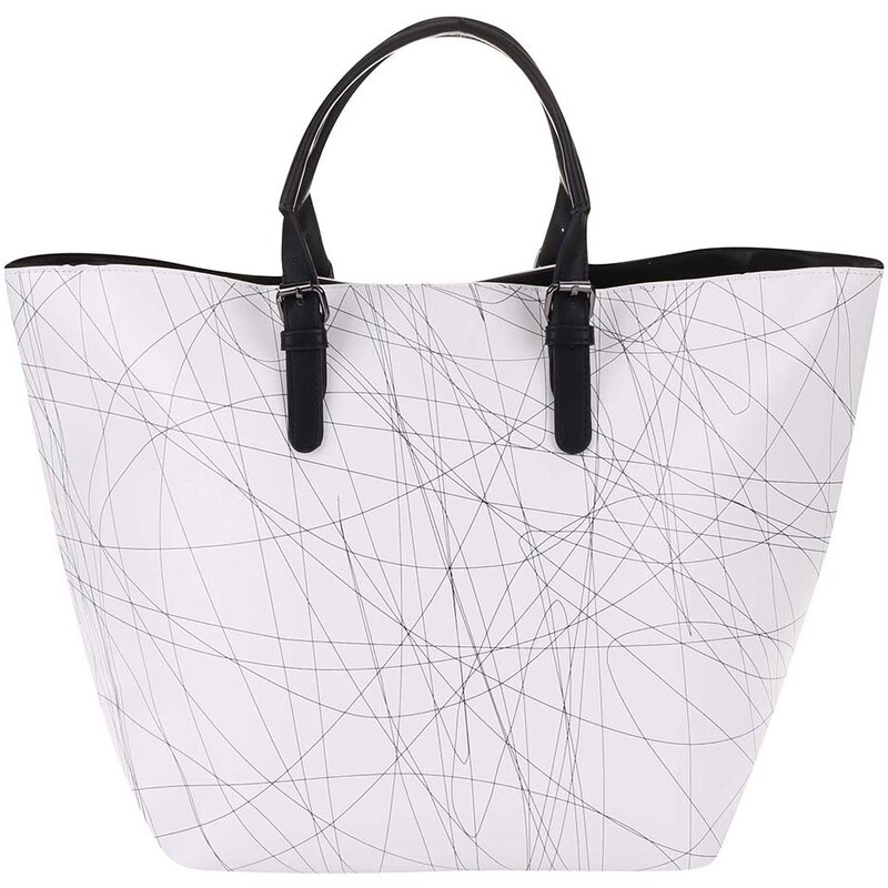 Bílý shopper s černými detaily Pieces Veronika