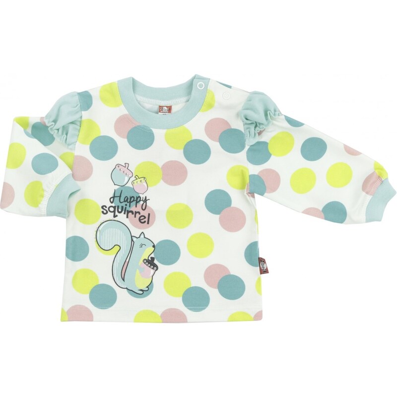 2be3 Dívčí puntíkované tričko s veverkou - barevné