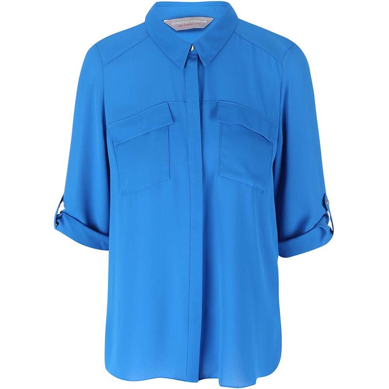 Modrá košile s 3/4 rukávy Dorothy Perkins Petite