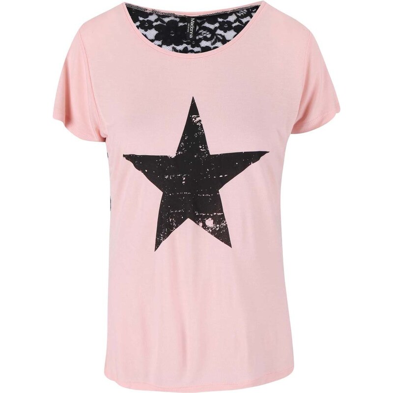 Růžové tričko s potiskem hvězdy Madonna