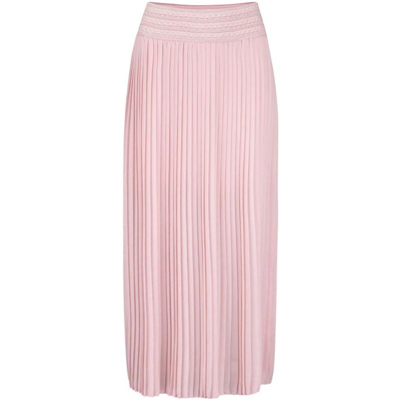 Světle růžová plisovaná maxi sukně Anna Smith