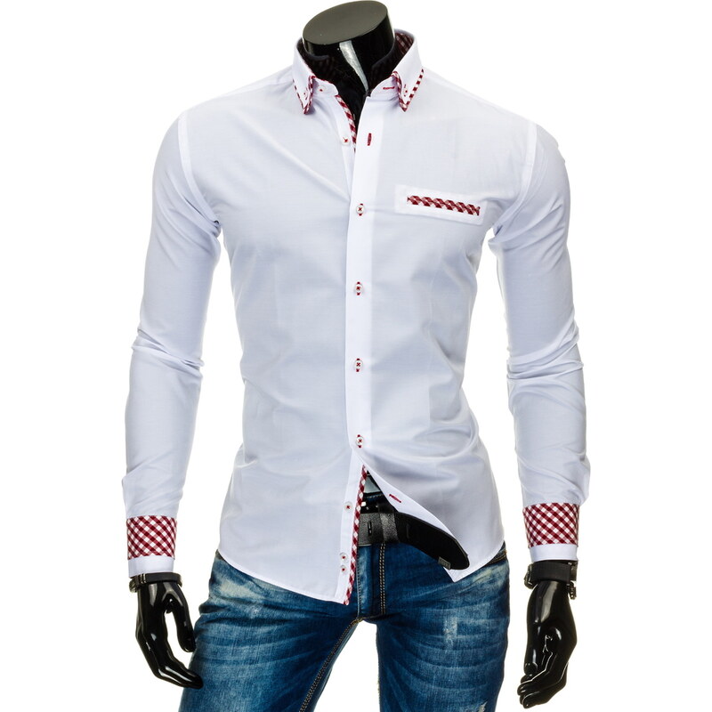 Coolbuddy Pánská bílá košile s výraznými lemy Lary 8559 Velikost: XXL