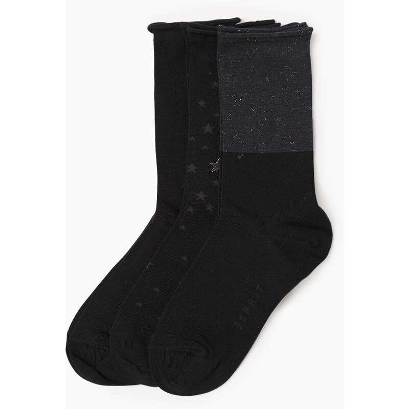 Esprit 3x ponožky s hvězdičkami, třpytivá příze