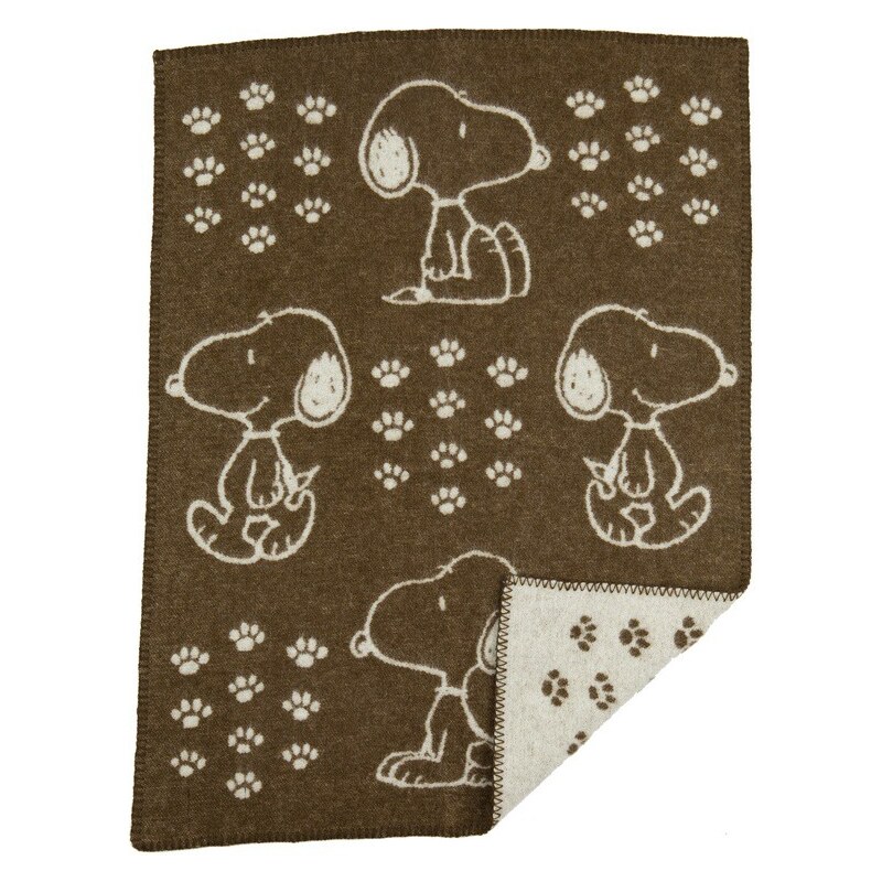 Klippan, Švédsko Vlněná dětská deka Snoopy brown 65 x 90 cm Hnědá