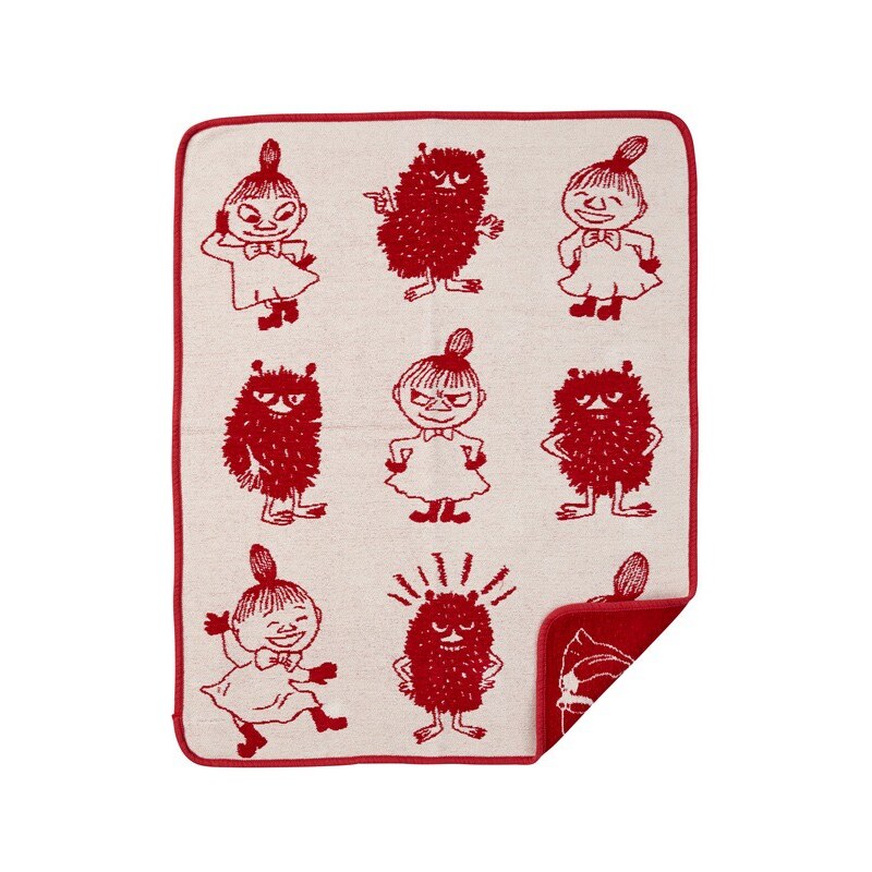 Klippan, Švédsko Bavlněná dětská deka chenille Little My & Stinky red 70 x 90 cm Červená