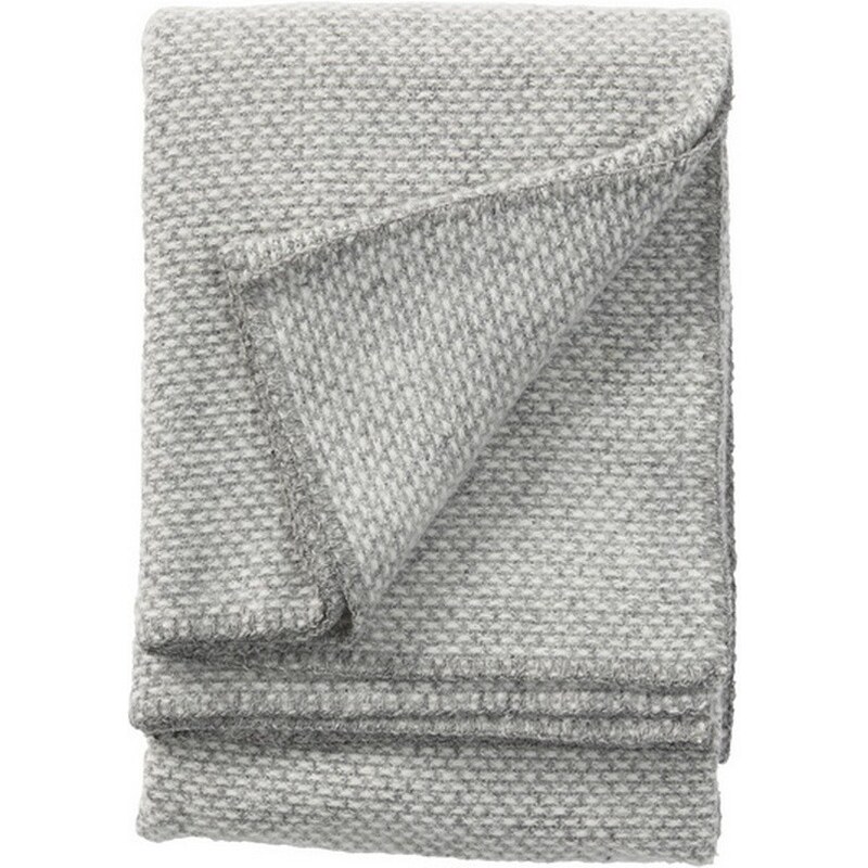Klippan, Švédsko Vlněný pléd Domino light grey 130 x 180 cm Světle šedá