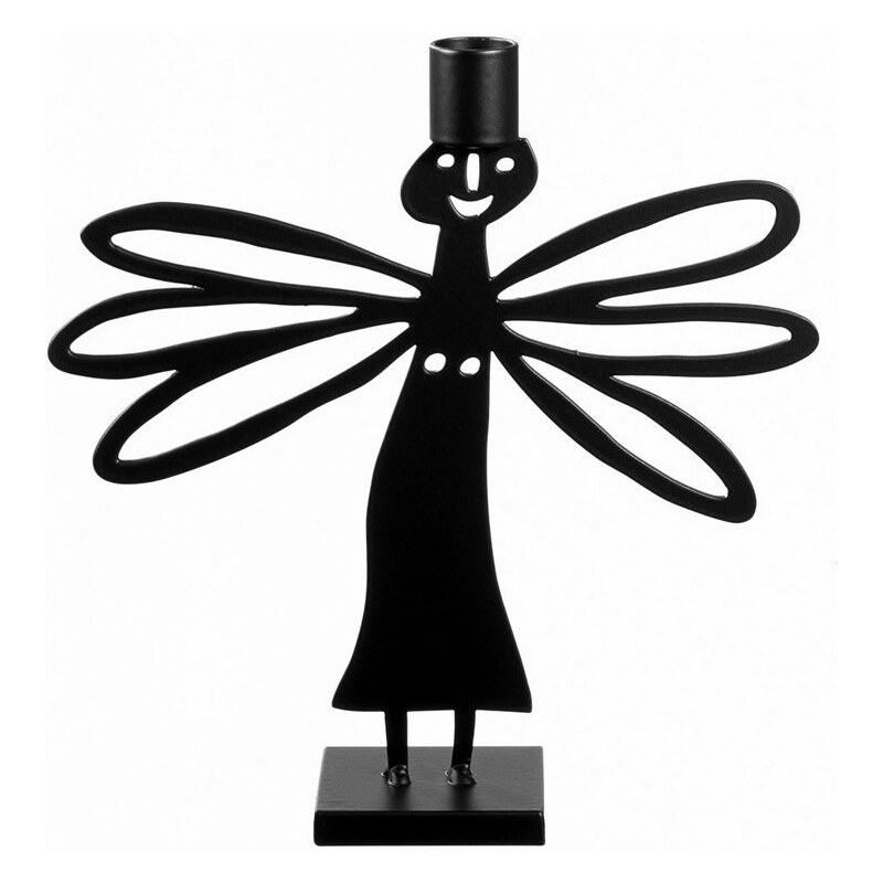 Bengt & Lotta, Švédsko Svícen Angel Dragonfly Černá malý 11,2x 11 cm