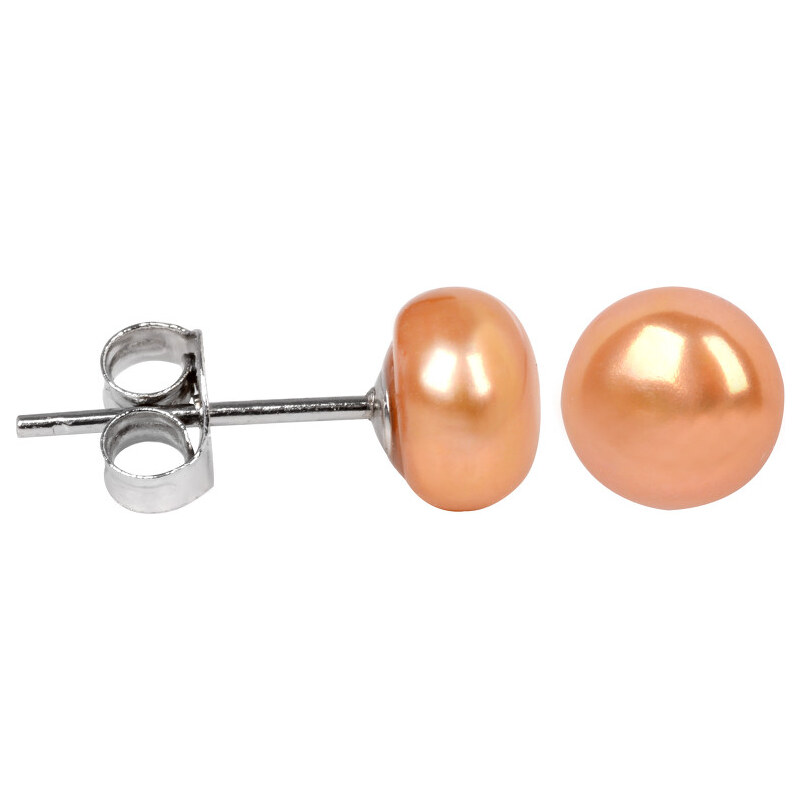 JwL Luxury Pearls Stříbrné náušnice s pravou oranžovou perlou JL0246
