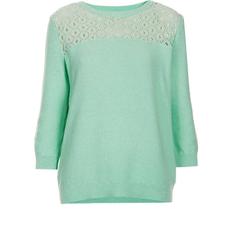 Topshop Knitted Lace Yoke Top