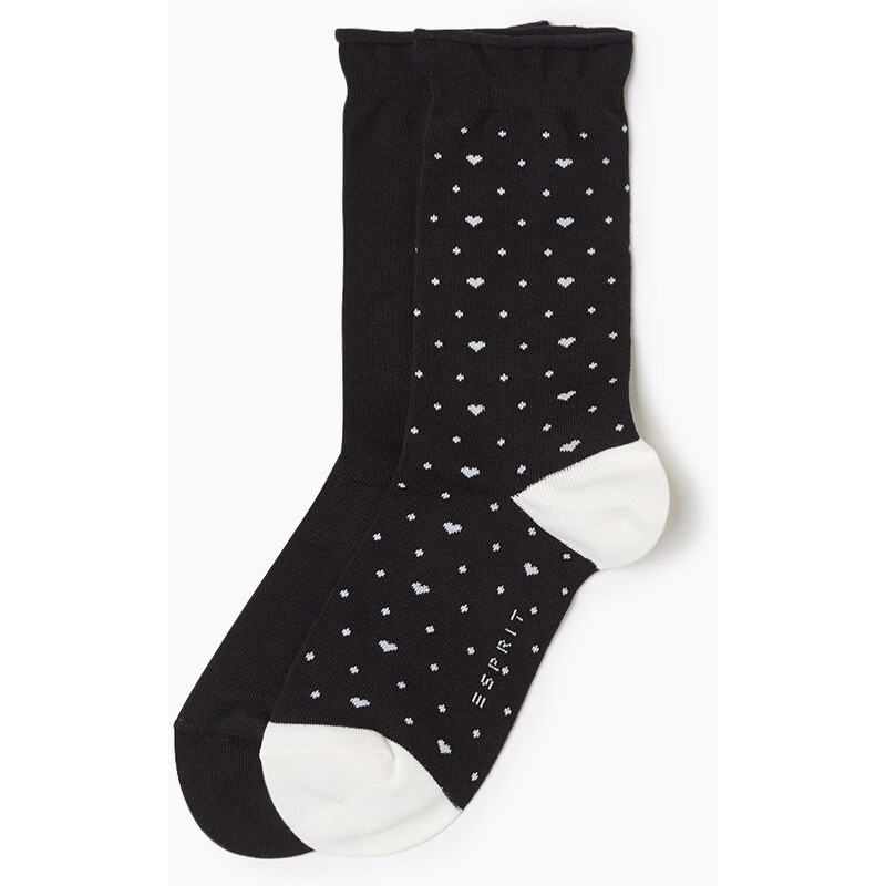 Esprit 2 páry ponožek, jednobarevné se srdíčky