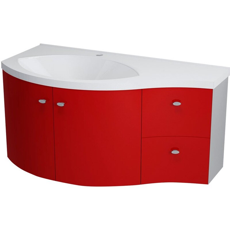 SAPHO - AILA umyvadlová skříňka 110x39cm, červená/stříbrná, zásuvky vpravo (55612)