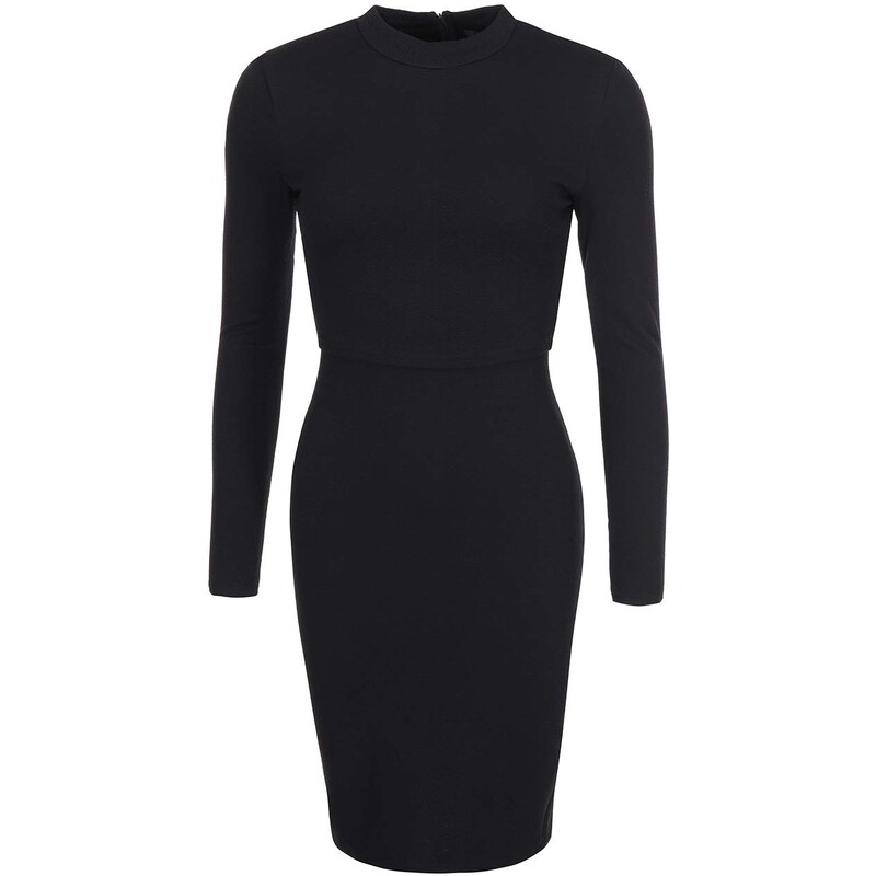 Černé přiléhavé šaty s dlouhým rukávem AX Paris