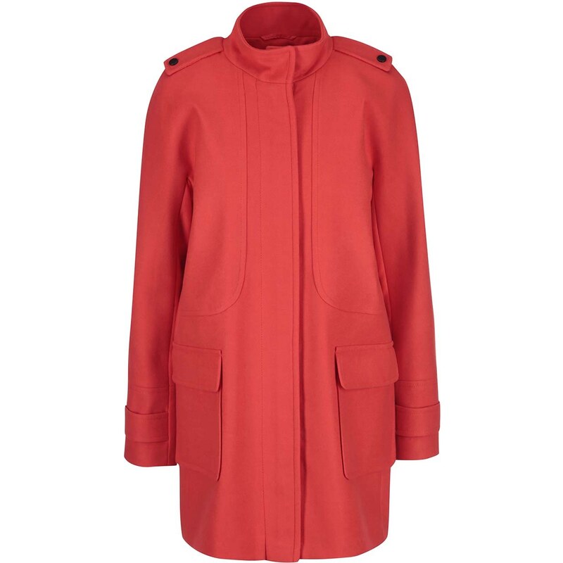 Červený kabát s vysokým límcem Dorothy Perkins
