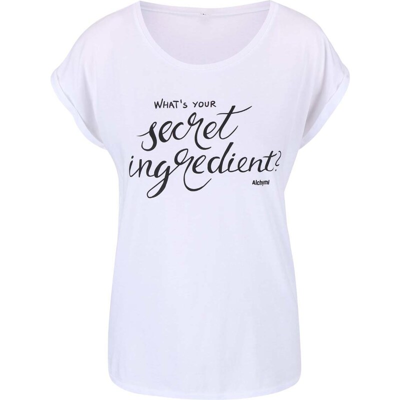 Bílé tričko s potiskem Alchymi Secret Ingredient Alabaster