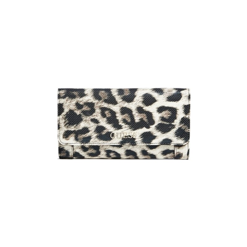 Guess Peněženka Delaney Leopard-Print Slim Clutch