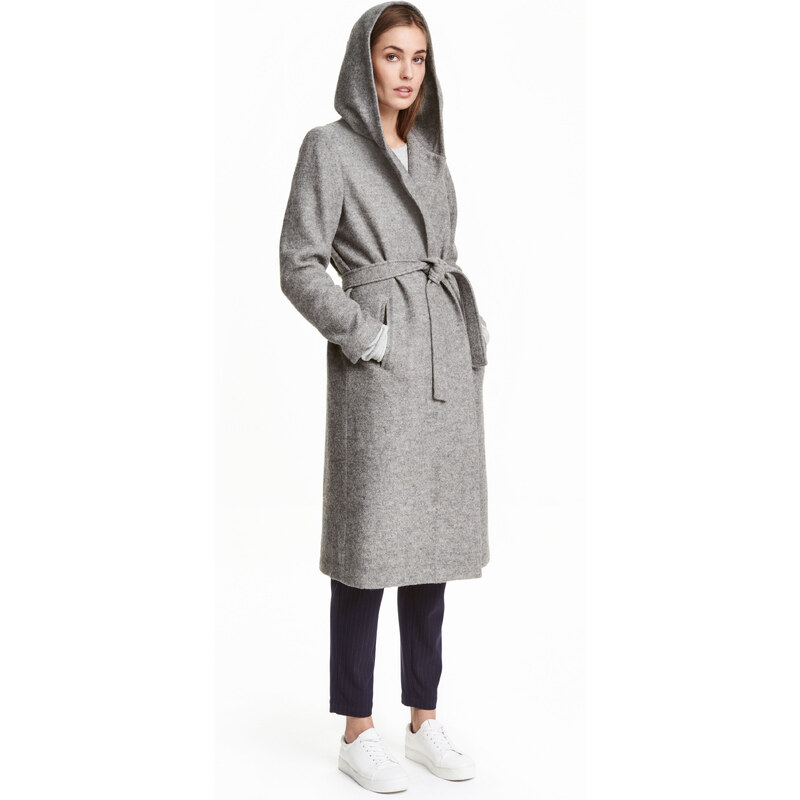 H&M Kabát z vlněné směsi s kapucí