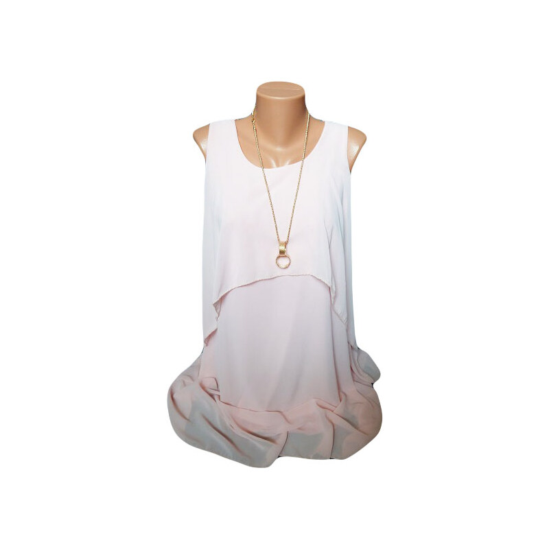 00* Letní lehounké šaty s náhrdelníkem světle růžové