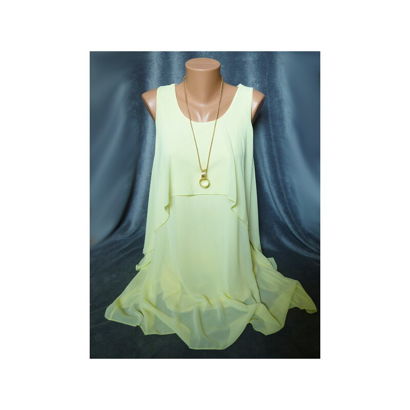 00* Letní lehounké šaty s náhrdelníkem žluté