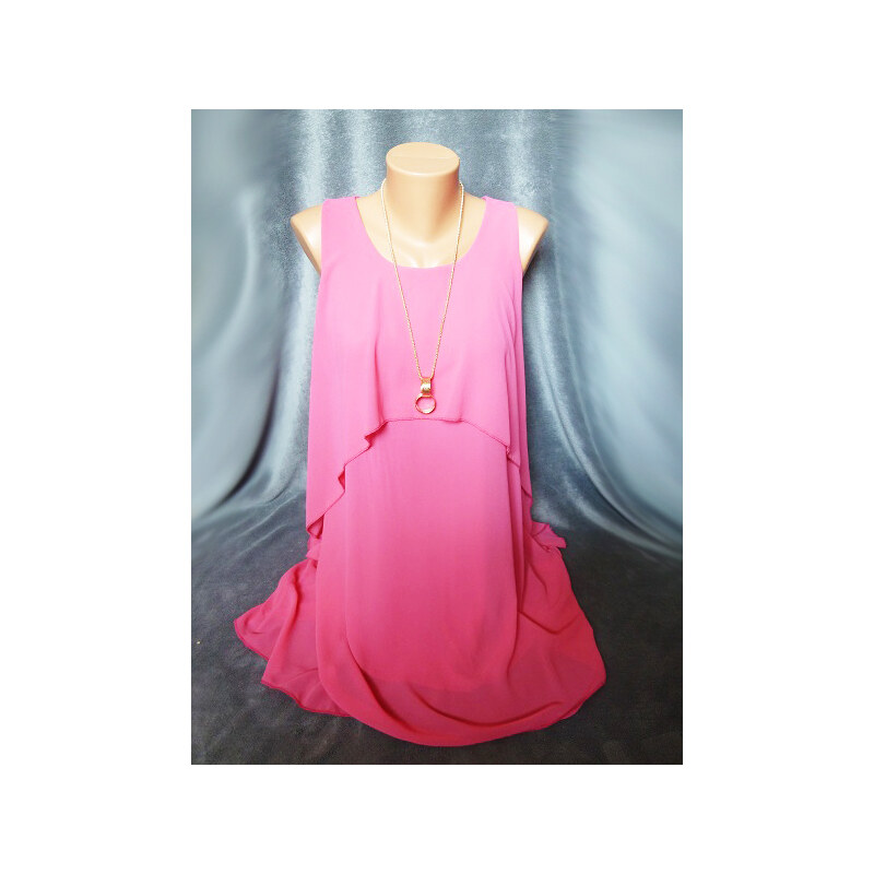 00* Letní lehounké šaty s náhrdelníkem tmavě růžové