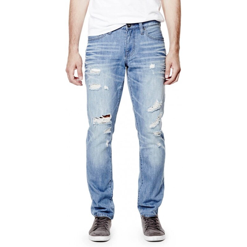 GUESS GUESS Errol Tapered Destroyed Jeans - light wash 30" inseam