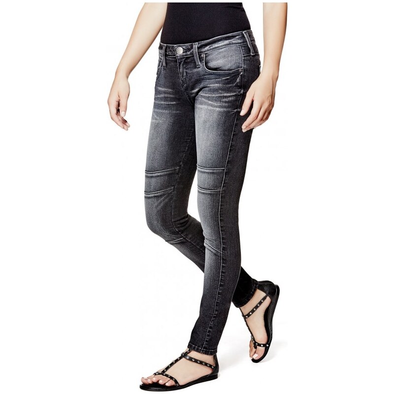GUESS Jadelle Moto Super-Skinny Jeans - dark wash