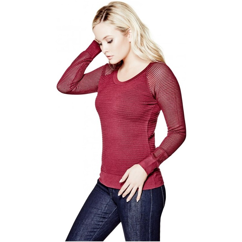 GUESS GUESS Addie Textured Sweater - midnight wine