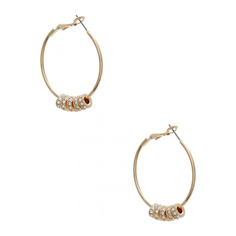 GUESS GUESS Dámské náušnice Pave Beaded Hoops - zlatá