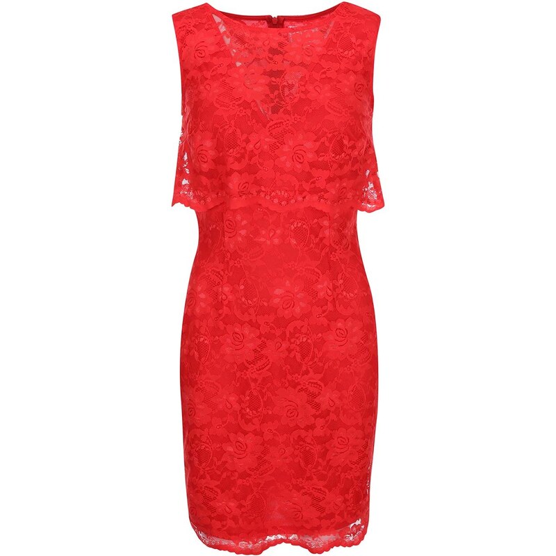 Červené krajkové šaty bez rukávů Lipstick boutique Lucia