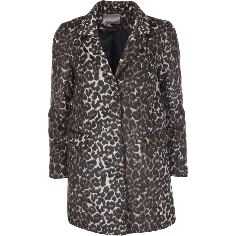 Hnědý kabát s leopardím vzorem Vero Moda City