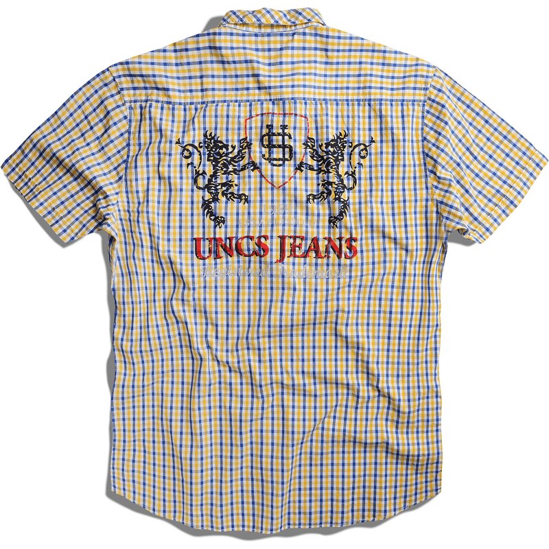 UNCS OUTLET Pánská košile Trenton Print BLUE/YELLOW W. PRINT S