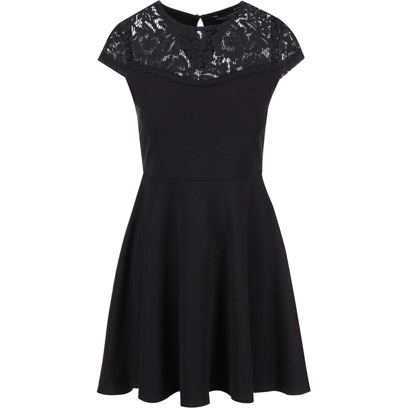 Černé šaty s krajkovým detailem Dorothy Perkins
