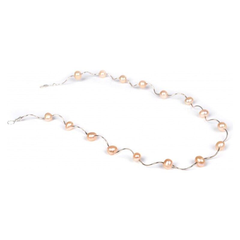 JwL Luxury Pearls Jemný náhrdelník s pravými lososovými perlami JL0009