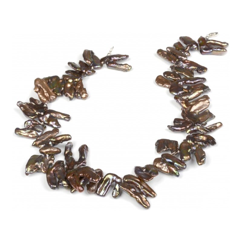 JwL Jewellery Náhrdelník z pravých hnědokovových keshi perel JL0045