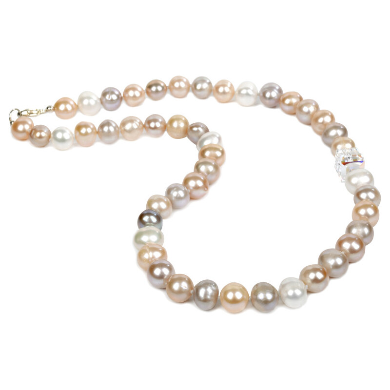 JwL Luxury Pearls Barevný perlový náhrdelník s krystalem JL0052
