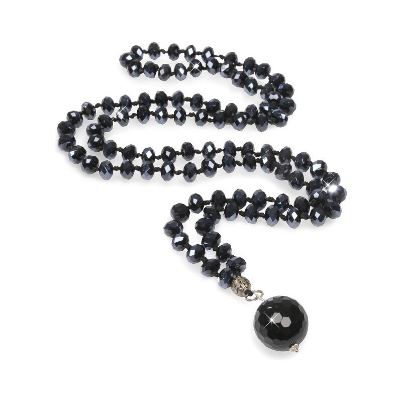 JwL Luxury Pearls Dlouhý náhrdelník s onyxovým přívěskem JL0073