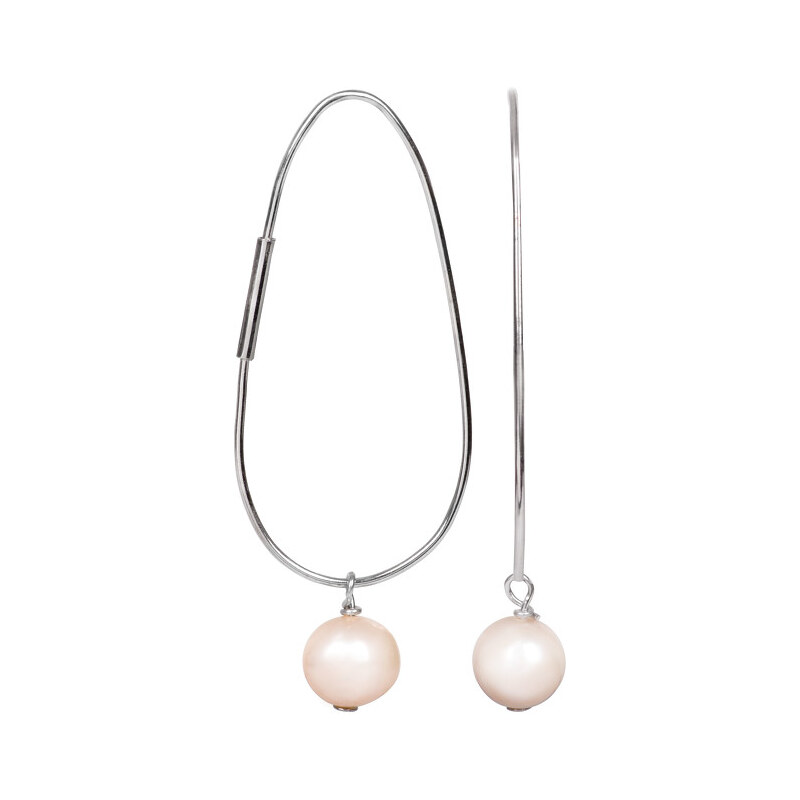 JwL Luxury Pearls Elipsovité stříbrné náušnice s pravou perlou JL0109