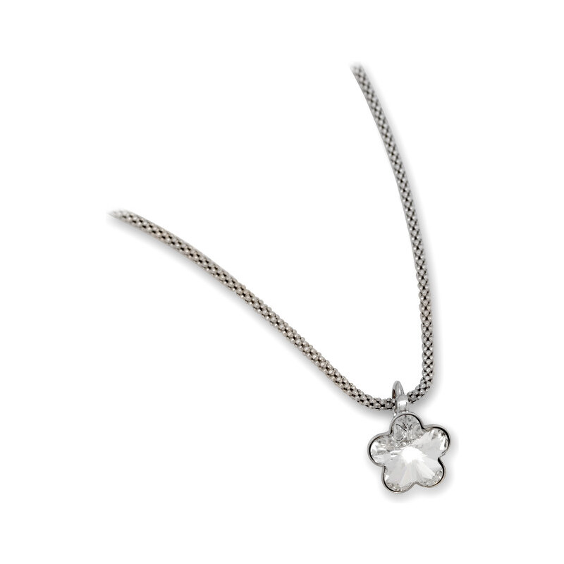 Troli Dívčí stříbrný náhrdelník Flower Crystal