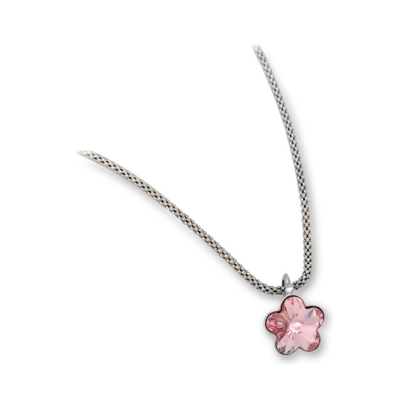 Troli Dívčí stříbrný náhrdelník Flower Light Rose