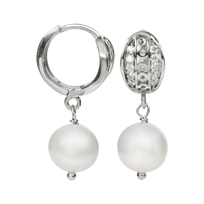 JwL Luxury Pearls Stříbrné náušnice s pravou bílou perlou JL0120