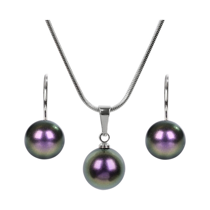 Troli Sada náhrdelníku a náušnic Pearl Iridescent Purple