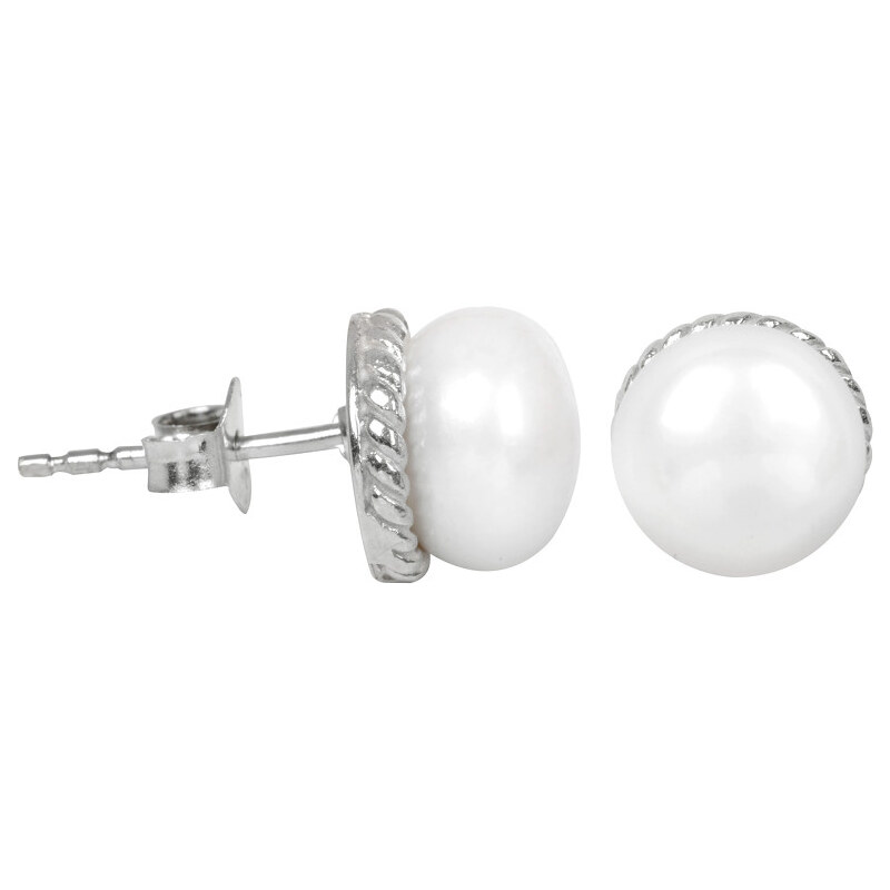 JwL Luxury Pearls Stříbrné náušnice s pravou bílou perlou JL0185