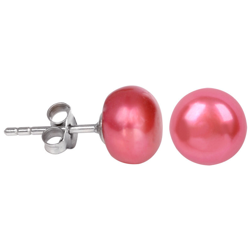 JwL Luxury Pearls Stříbrné náušnice s pravou růžovou perlou JL0220