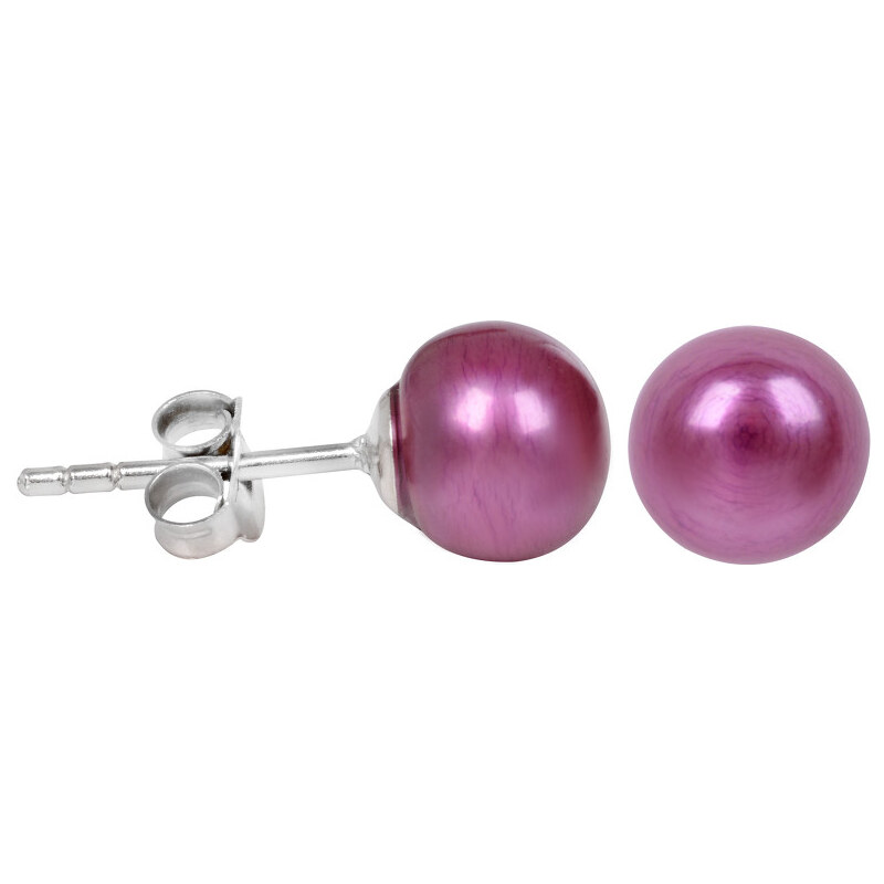 JwL Luxury Pearls Stříbrné náušnice s pravou fialovou perlou JL0221